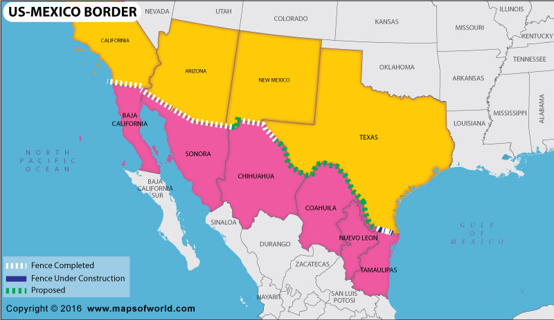 Us Mexico Border Cities Map