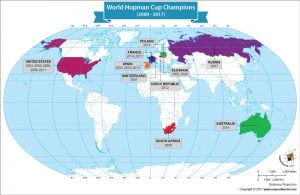 World Map Showing World Hopman Cup Champions