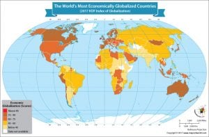 World Map Showing The Most Economically Globalized Countries - Our World