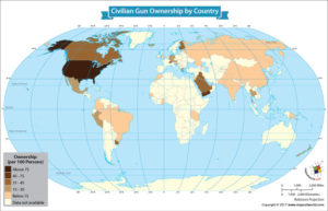 World Map Showing Civilian Gun Ownership by Country - Our World