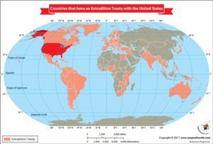 World Map Showing Countries That Have An Extradition Treaty With The ...