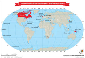 World Map Depicts the Countries that Share their Land Boundary with ...