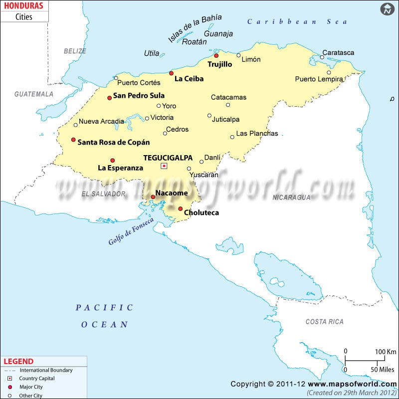 Honduras Map with Cities
