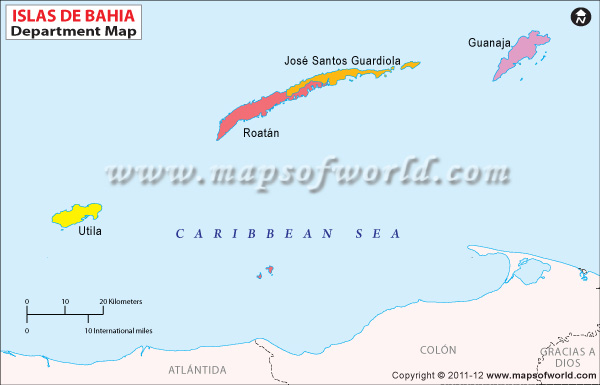 Islas de la Bahia Honduras Mapa