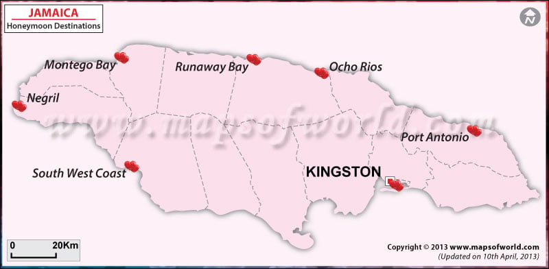 Jamaica Honeymoon Destinations Map