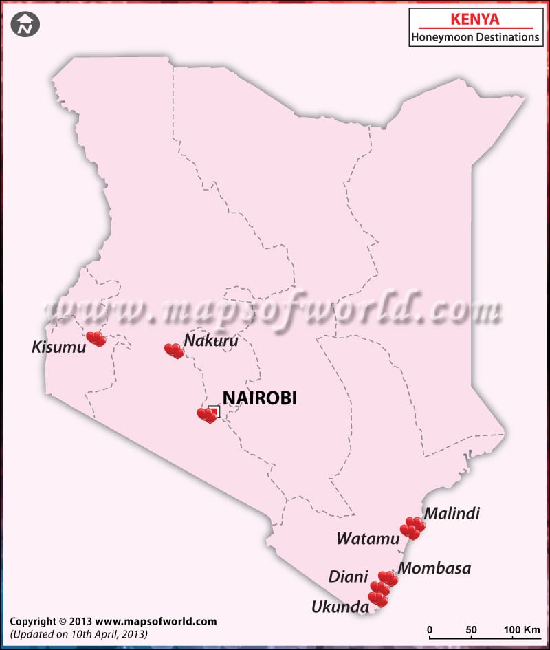 Kenya Honeymoon Destinations Map