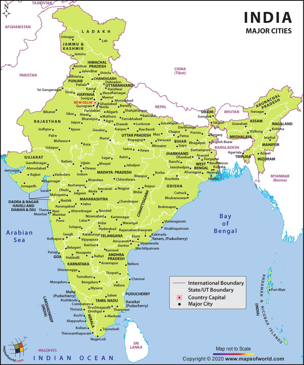 India Map with Cities