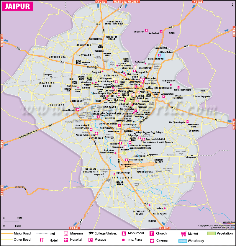 tourist places in jaipur map