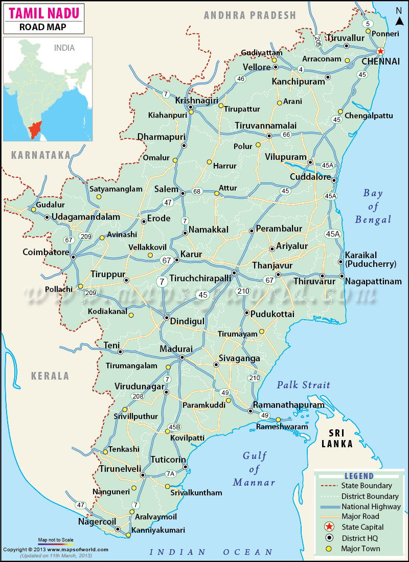 Tamil Nadu Road Map