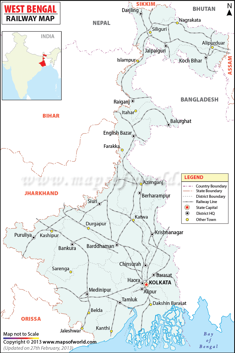 West Bengal Railway Map