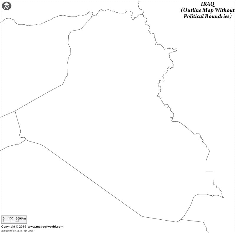 iraq Outline Map Without Political Boundries