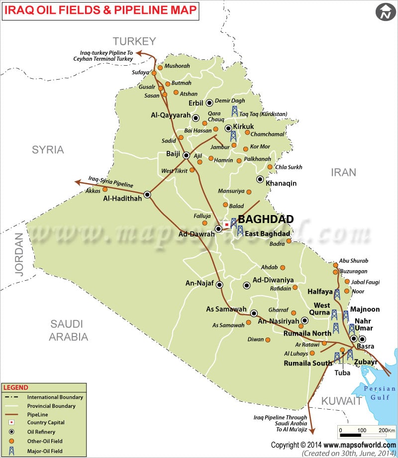 Iraq Oil Pipelines Map