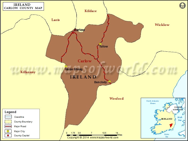 Map of County Carlow Ireland