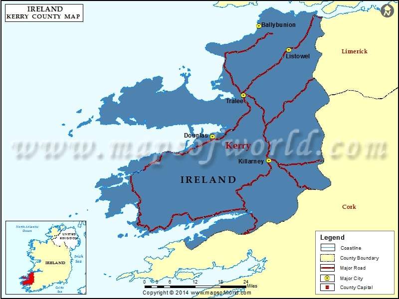 County Kerry Ireland Map