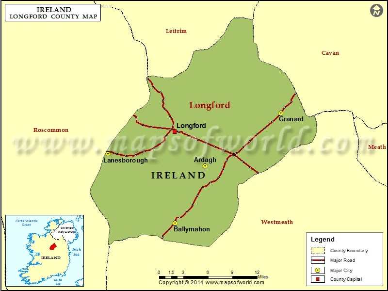 County Longford Ireland Map