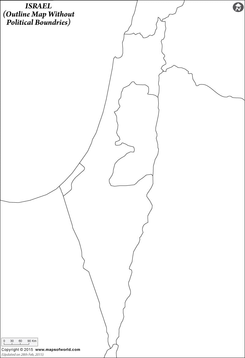 Israel Blank Map Without Poltical Boundries