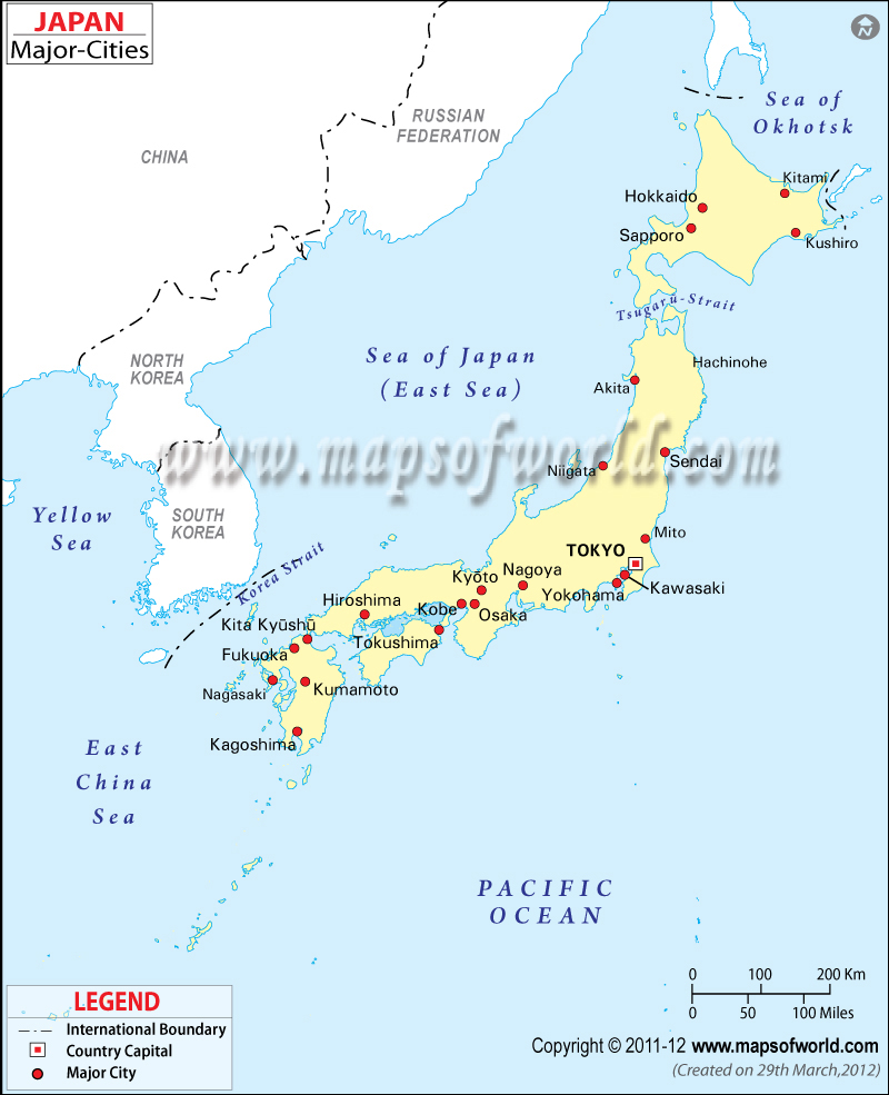 Japan Cities Map, Major Cities in Japan