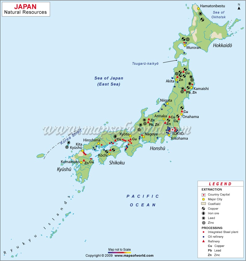 Map of Natural Resources in Japan