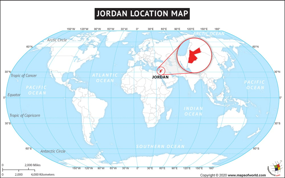 jordan on a world map