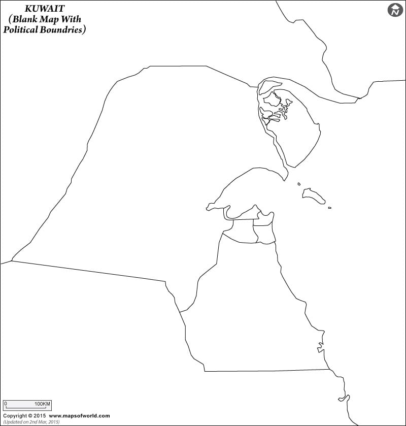 Kuwait Blank Map With Poltical Boundries