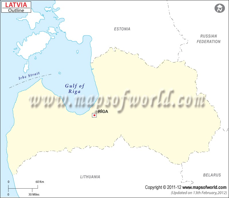 Latvia Outline Map