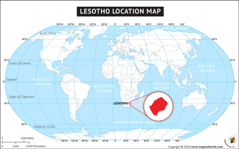 Lesotho on World Map