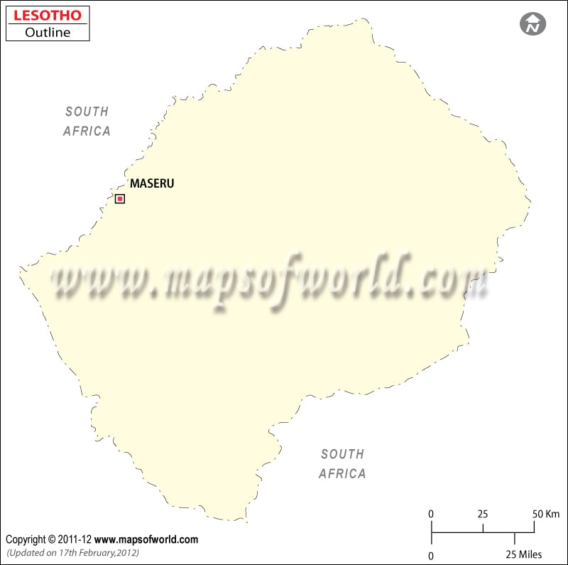 Lesotho Map Outline