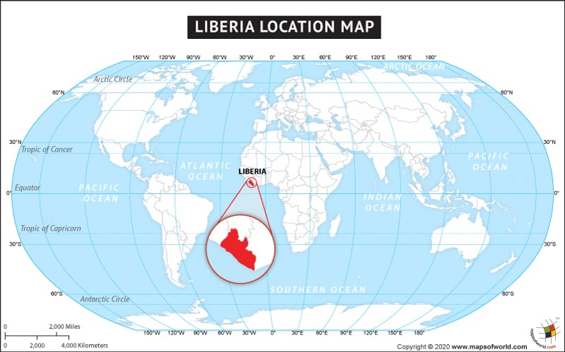 Liberia on World Map