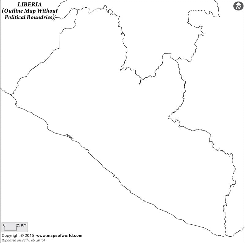 Liberia Outline Map Without Political Boundries