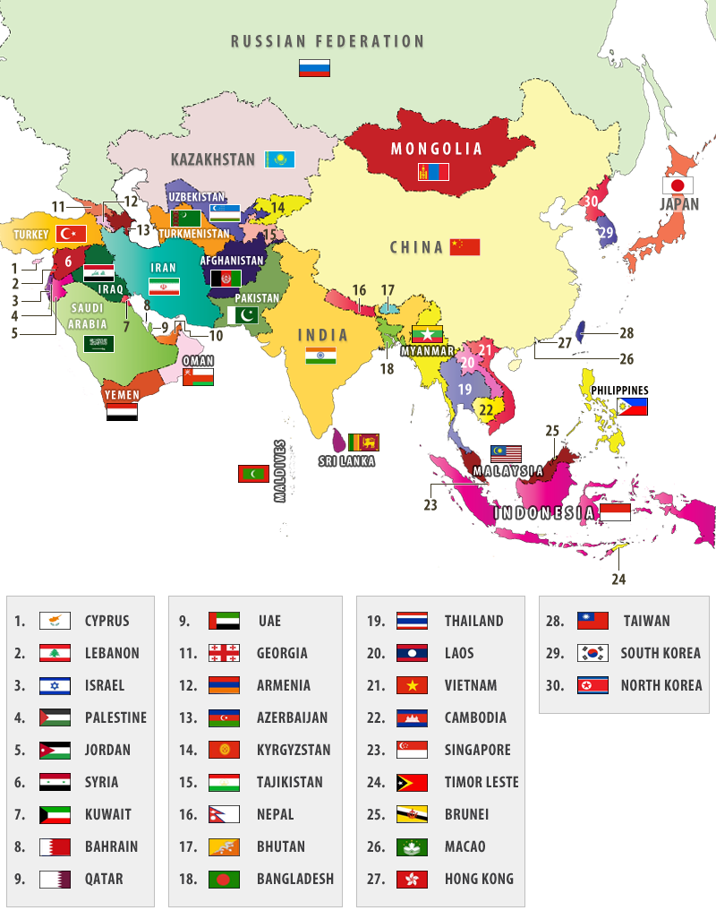 List Of Countries In Asia Countries In Asia