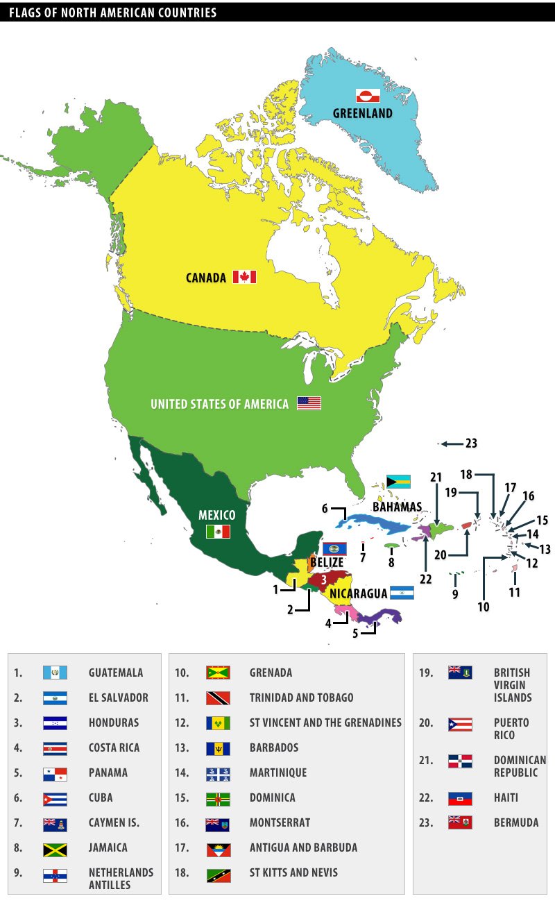 how many countries in north america        <h3 class=