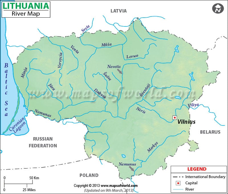 Lithuania River Map