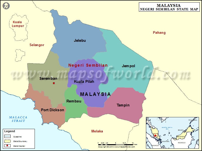 Negeri Sembilan Map, Map of Negeri Sembilan State, Malaysia