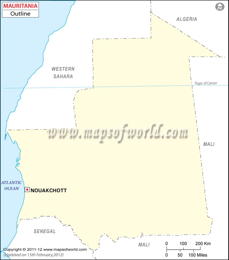 Mauritania Outline Map