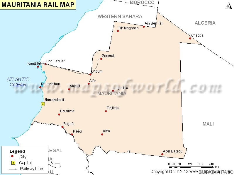 Mauritania Railway Map