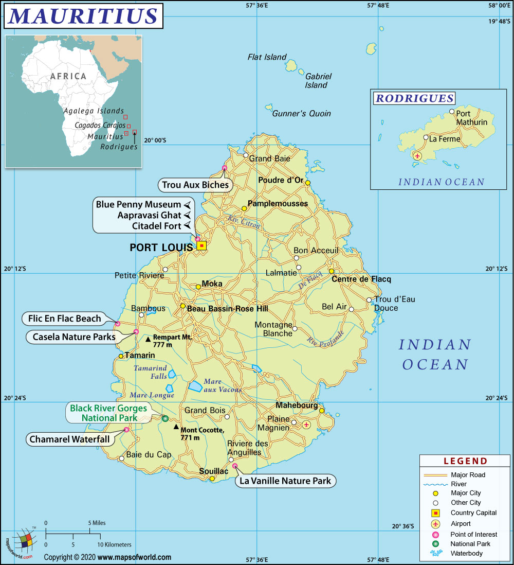 Mauritius Map, Map of Mauritius