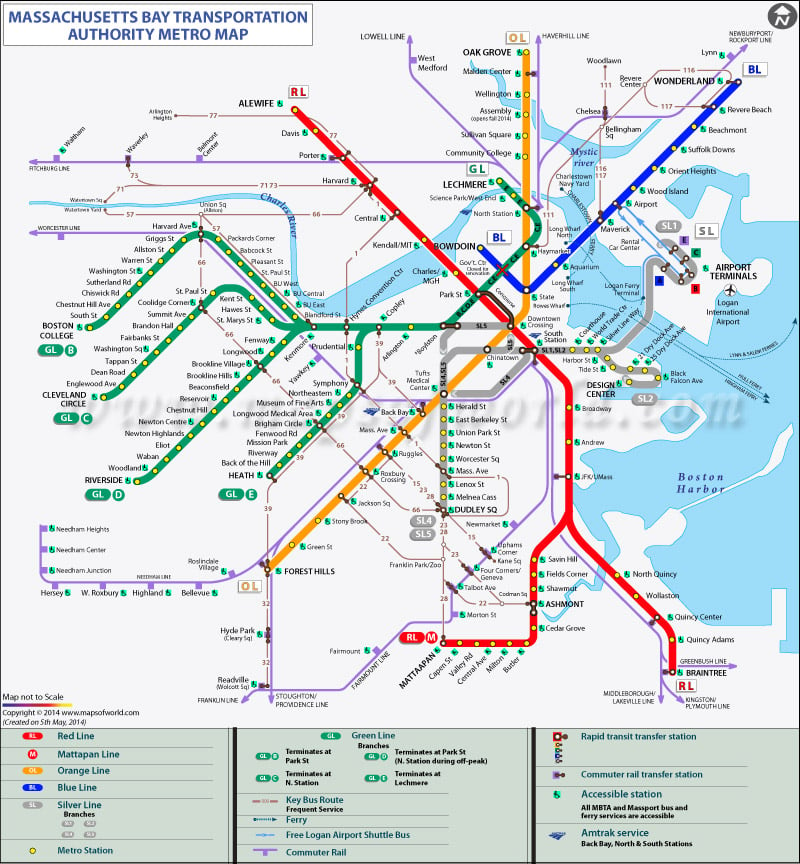 MBTA Map, Massachusetts
