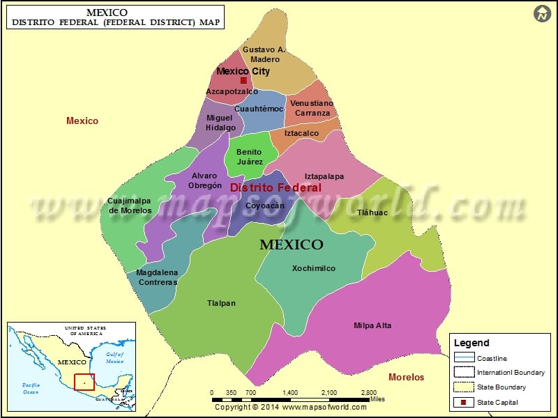 Distrito Federal Mexico Map