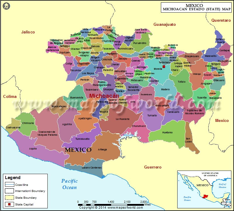 Michoacan Mexican Map Michoacan Map 