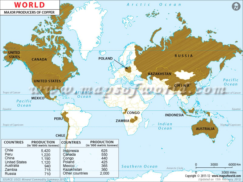 World Cobalt Producing Countries Map