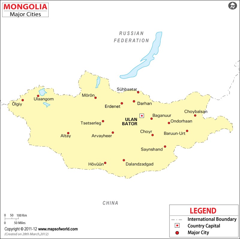 Mongolia Cities Map