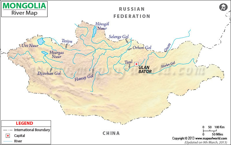 Mongolia River Map