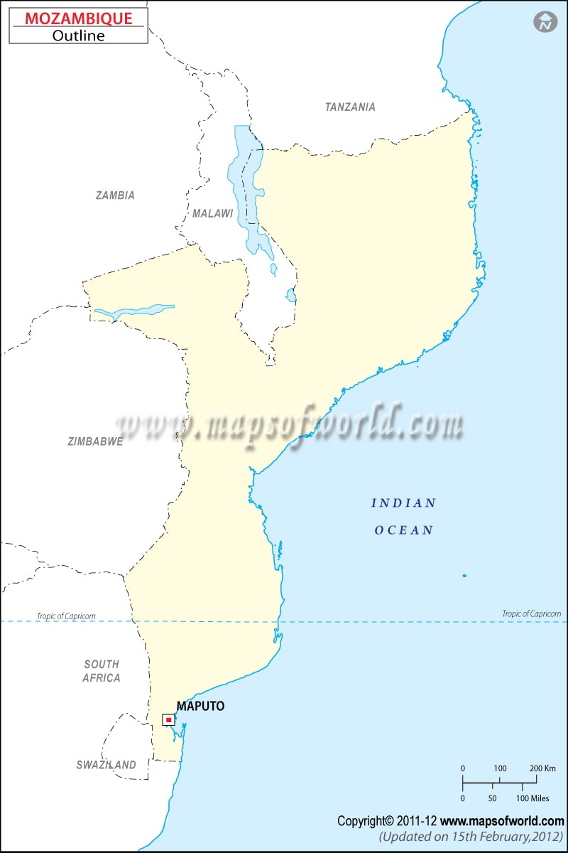 Mozambique Map Outline