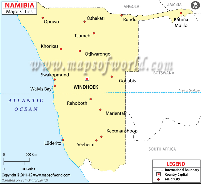 Namibia Cities Map