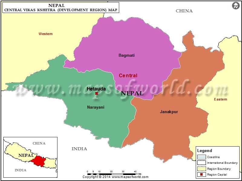 Map of Central Region Nepal
