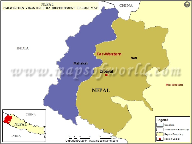 Map of Far-Western Region Nepal