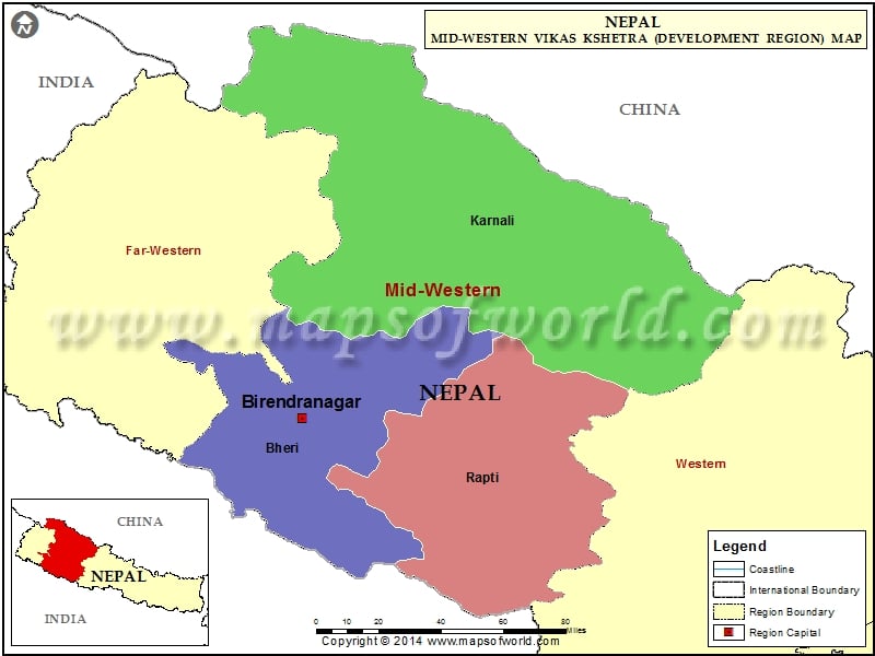 Map of Mid-Western Region Nepal