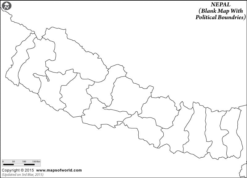 Nepal Blank Map With Poltical Boundries