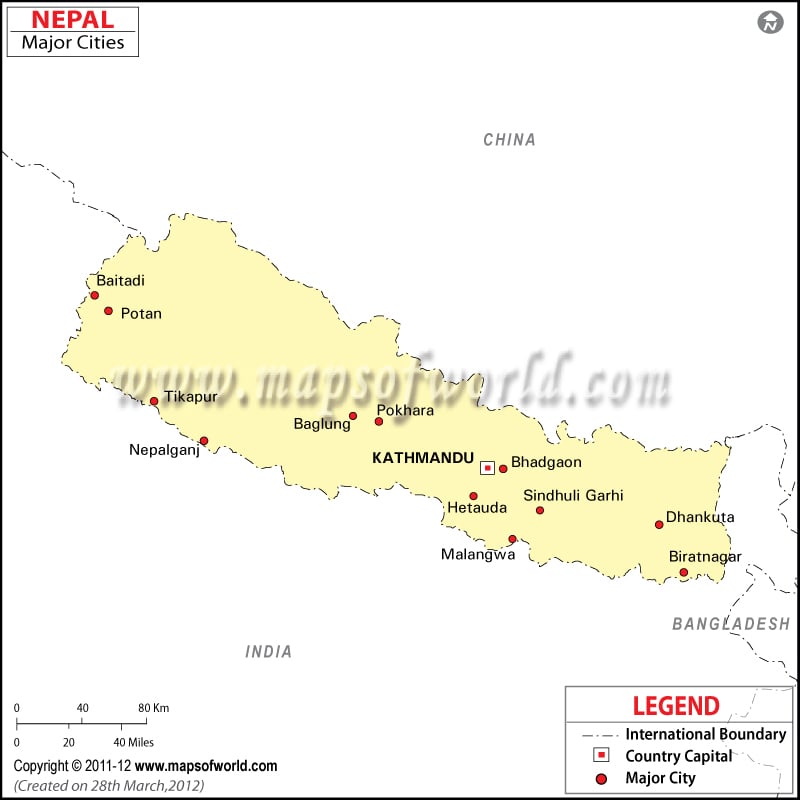Nepal Major Cities Map