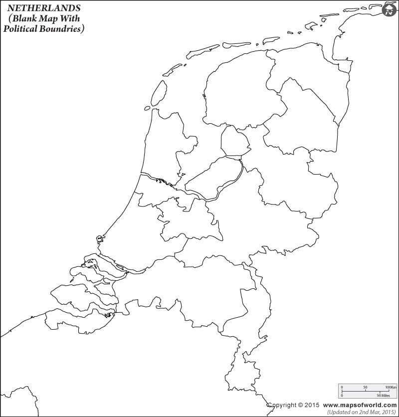 Netherlands Blank Map With Poltical Boundries